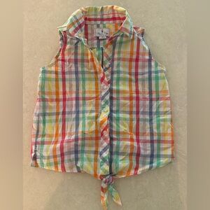 Classic Prep Multicolor Plaid Sleeveless Shirt